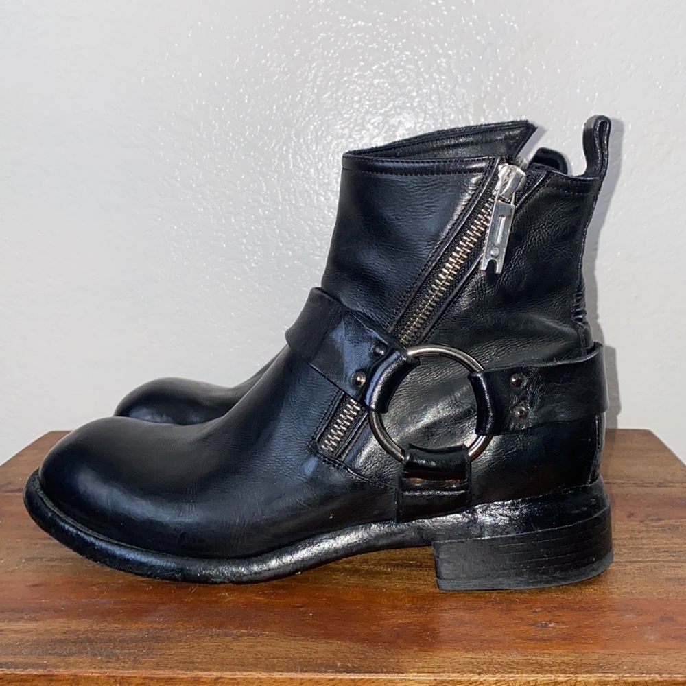 Free People x Lemargo Black Leather Moto Boots 8